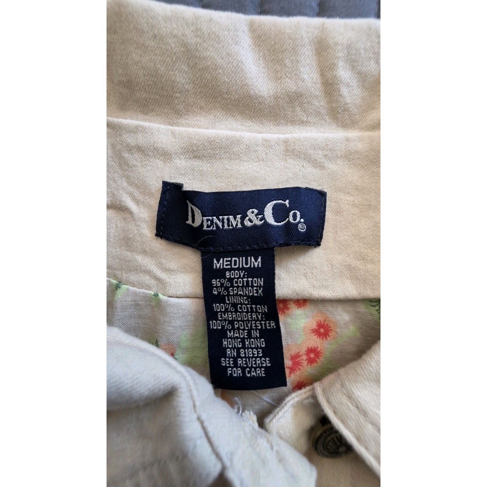 Nwt Denim & Co. Canvas Jacket W/ Embroidered Cuffs- Medium — image 2 of 8